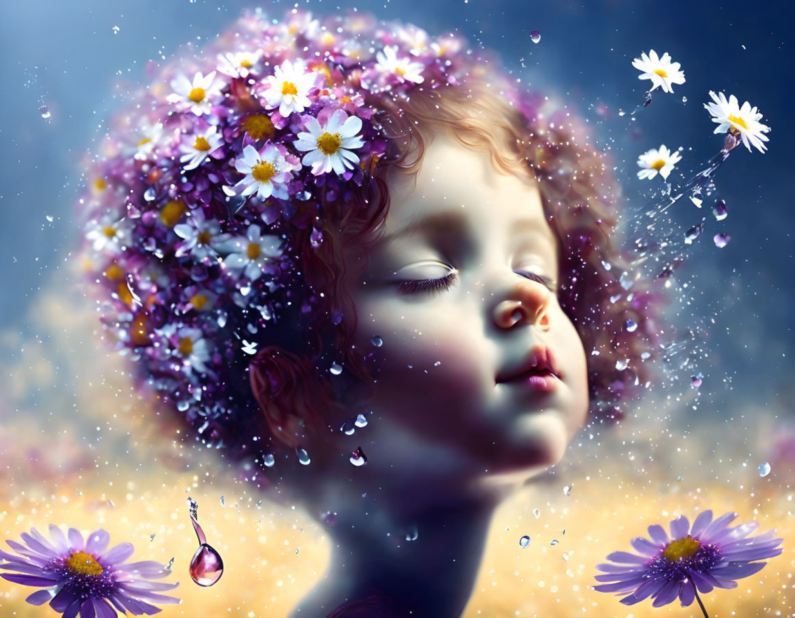 دختری با موهای گلچین